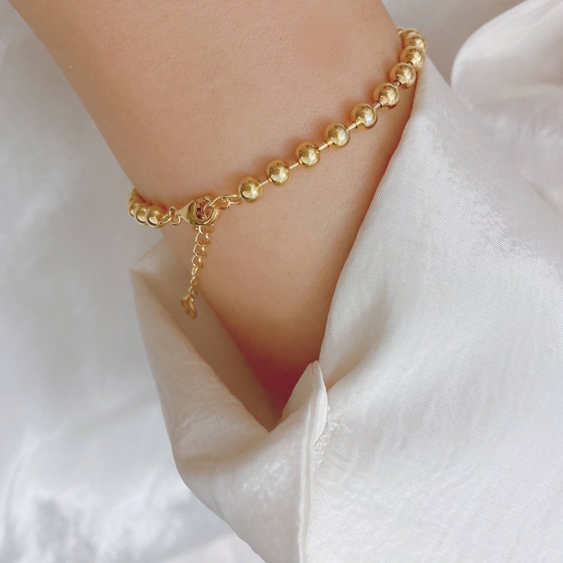 18k bracelet women ball 4mm silver bracelet color / 18k팔찌