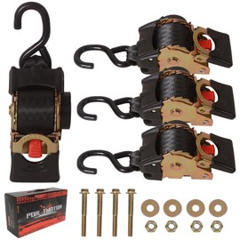 Porotmotor 4 Pack Bolt-On Retractable Ratchet Straps (2" x9'), 3000LBS Break Strength Ratchet Tie Down Straps Heavy Duty Auto Retracting Ratchet Straps for Motorcycle, Trailers, Boats, ATVs, UTVs