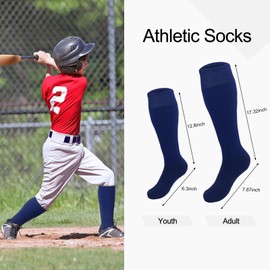 KIUEZIR Baseball Socks and Belt Combo Set 2 Pairs Elastic Softball Socks and 1 Adjustable Belt for Adult (Deep Blue)