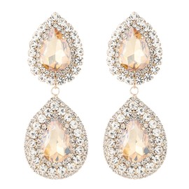 MEACHEAL Jewelry Womens Girls Fashion Rhinestone Crystal Earrings For Party, Wedding, Graduation Ceremony M05# (Gold)