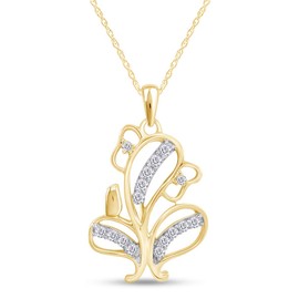 AFFY 14k Yellow Gold Over Sterling Silver White Cubic Zirconia Hindu Religious Ganesh Elephant Pendant Necklace