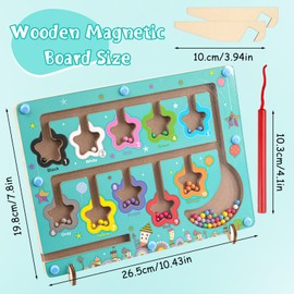 Deepton Magnetic Game Labyrinth, Montessori Toy Wood, Colours Learning Sorting Game 3 4 5 6 7 Years, Magnets Children's Motor Skills Toy, Toy Sorting Game Gift for Girls and Boys