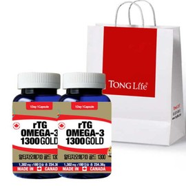 TongLife 통라이프 () 알티지 오메가3 골드1300 (1302mgx180캡슐-6개월) 2병 Tong Life RTG Omega-3 Gold 1300 (1302mg x 180 capsules - 6 months) 2 bottles
