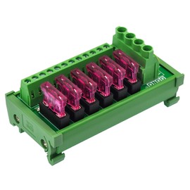 DC Power Fuse Distribution Strip Module (6 Position, DIN Rail Mount)