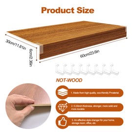 Demine 4 Pcs Wire Shelf Cover, Wire Rack Covers for Pantry, PVC Wood-Look Shelf Liners for Cabinet Bathroom Kitchen Organization, 24x12 Inch