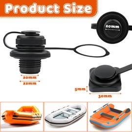 2PCS Inflatable Boat Air Valve, Inflatable Boat Replacement Caps Boat Spiral Air Plugs, One Way Air Valve Inflation Boat Spiral, Air Plugs for Inflatable Raft Boat Kayak(22mm)