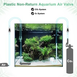 M METERXITY Aquarium Check Valves 1 Way Non-Return Stainless Steel Aquarium Air Valve W 2 Plastic Check Valves & 2 Suction Cups for Aquarium Co2 System/Fish Tank/High Pressure Systems