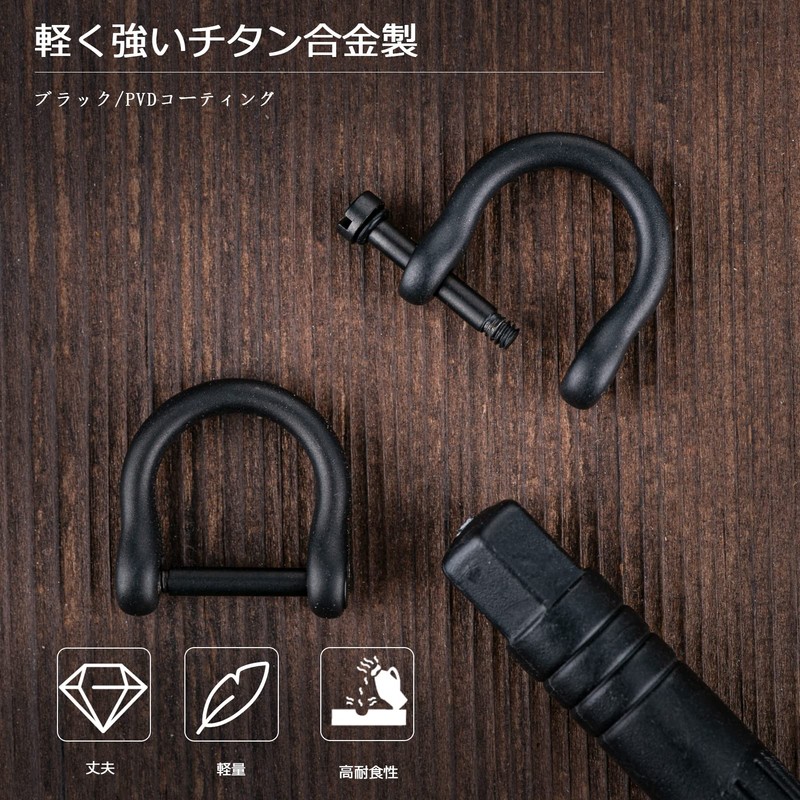 TISUR Titanium D-Ring Black Screw Type D-Ring Bag Clasp U-Shaped