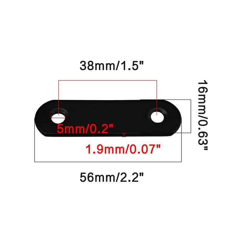 LVYKING 24 Pcs Black Straight Bracket, 56mm Metal Mending Plate