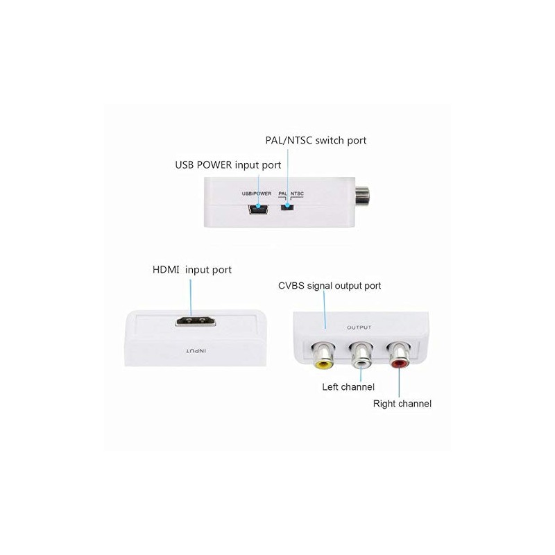 1080P HDMI to RCA AV CVBS 3RCA L/R HD Video