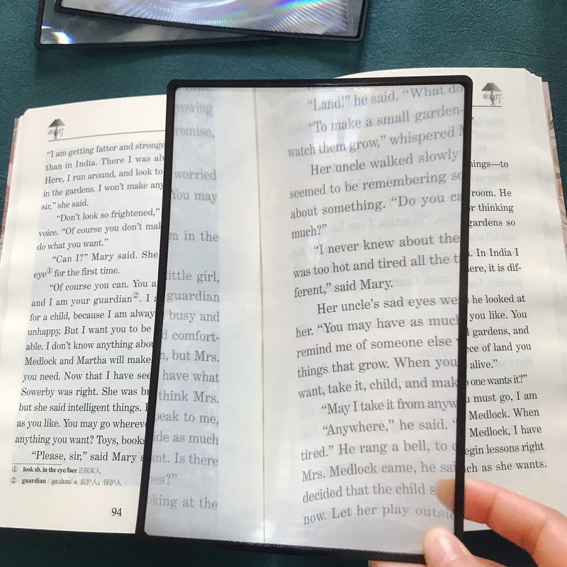 4pcs Page Magnifier for Reading, 3X Magnifying Lens Sheet/Bookmark Flat