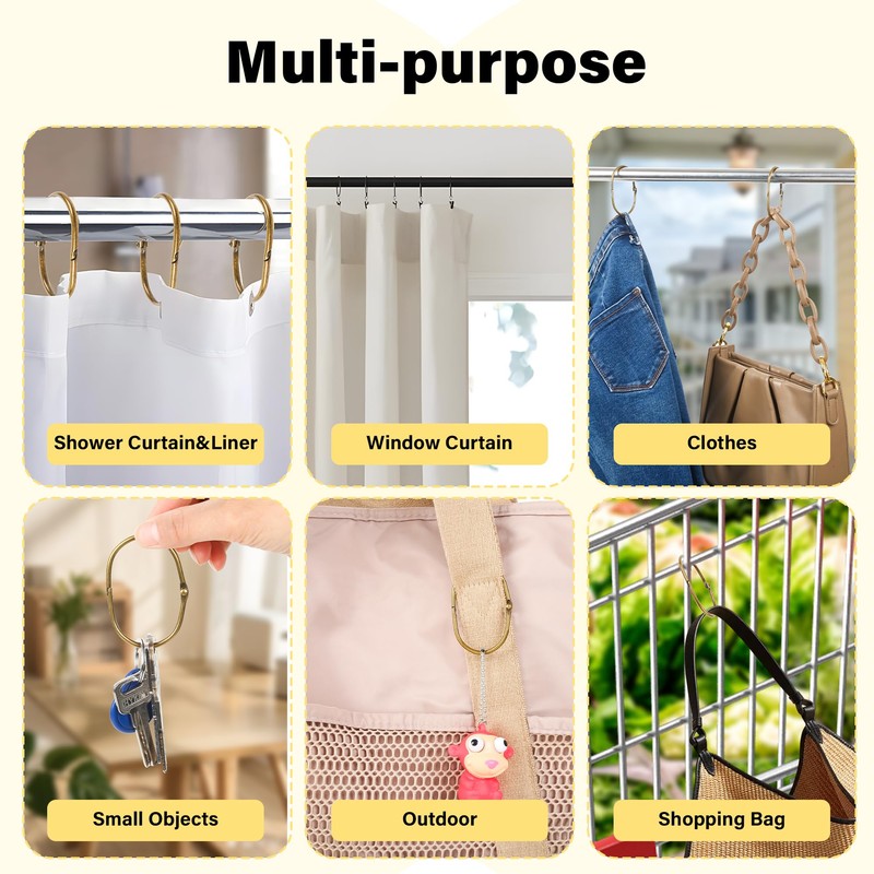 Mafegu 30Pcs Shower Curtain Hooks,Metal Oval Shower Curtain Hooks Roman
