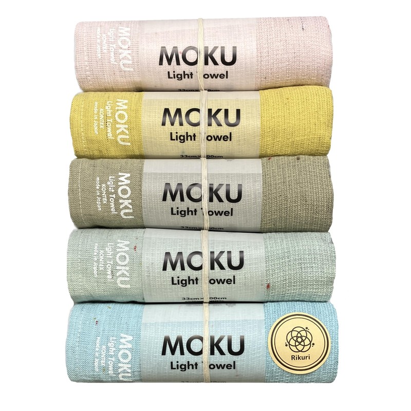 Moku Face Towels, 5-Piece Set, 33×100cm, Made in Japan, Ideal