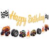 Monster Truck Birthday Banner Fire Cars Trucks Birthday Sign with