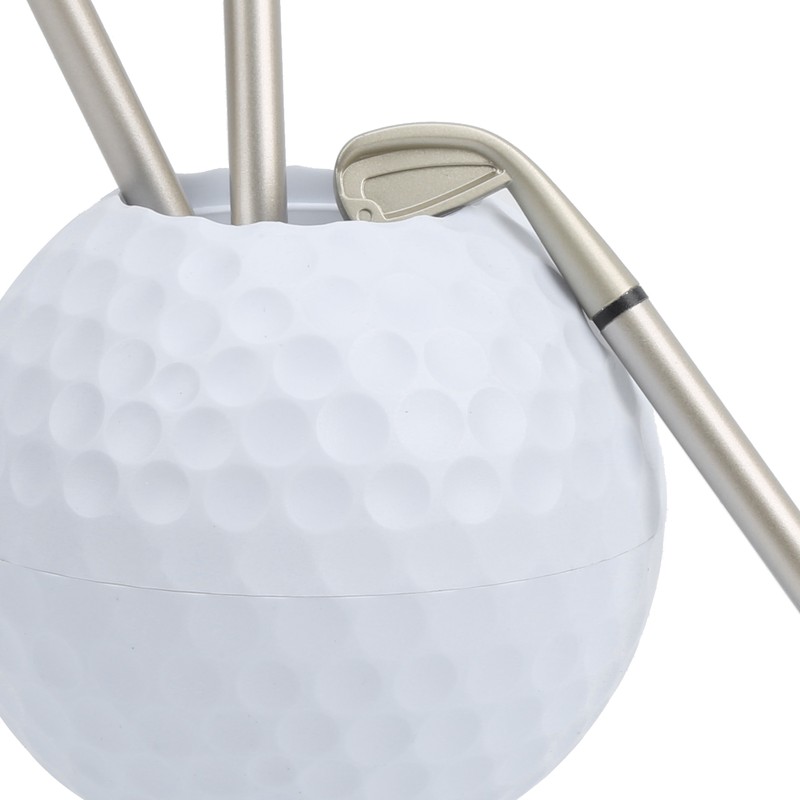 Mini Desktop Golf Ball Pen Holder with 3 Golf Cue