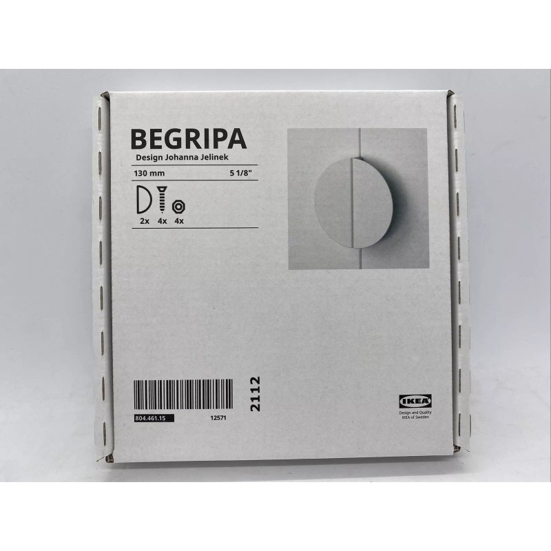 IKEA 2 Pack Ikea BEGRIPA Handle white half-round 5 1/8"