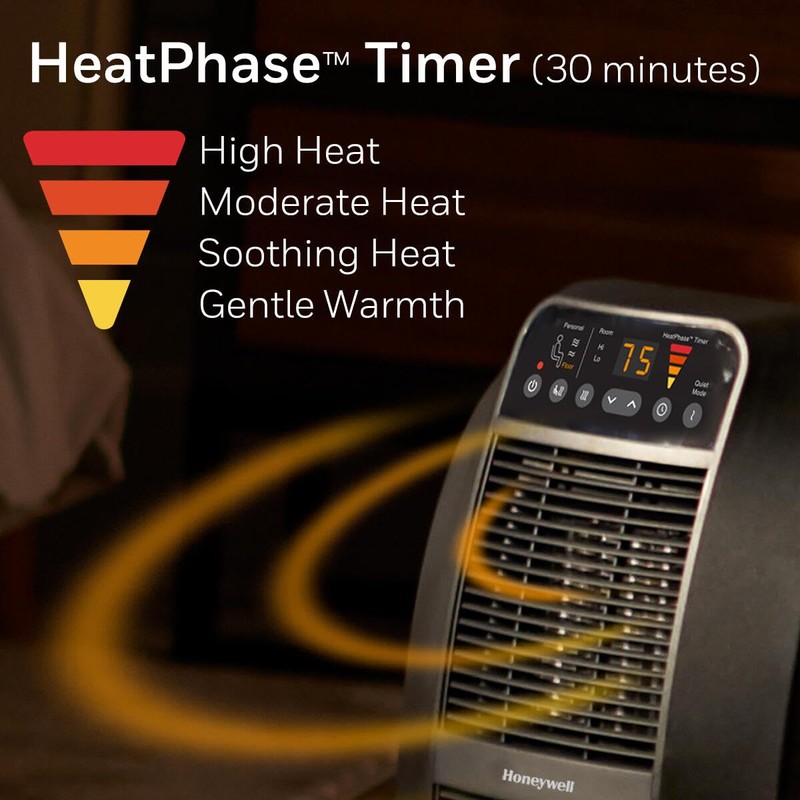 Honeywell HeatGenius Ceramic Heater, Black – Easy to Use Space