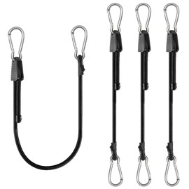4 Pack 48 Inch Adjustable Carabiner Bungee Cords with Hooks Easy to Adjust from 7" to 48" Black Extra Strong Elastic Rope Outdoor Heavy Duty Bungee Straps for Camping Tarps Bike Rack Tent