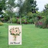 Just Married Wedding flower Garden Flag 12x18 Inch Burlap Double