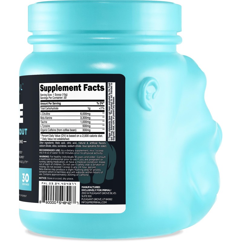 Primal Pre-Workout Tropical Rain Rocket Pop Flavored (30 Servings) -