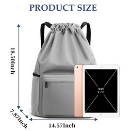 Drawstring Backpack Waterproof Gym String Bag for Women Men, Pull String Sport Soccer Basketball Bags