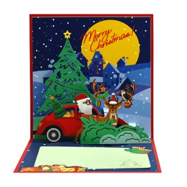 Magic Ants Christmas Card - Santa Pop Card - 3D Greeting Card with Santa, Reindeer and Christmas Tree