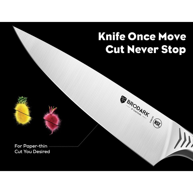 BRODARK Kitchen Knife Set with Block - 15-Piece Knife Block
