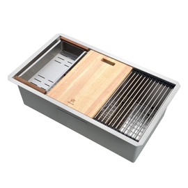 STARSTAR Stainless Steel Colander For Workstation Kitchen Sink (Wood Cover, 16.8 W - 8 L)