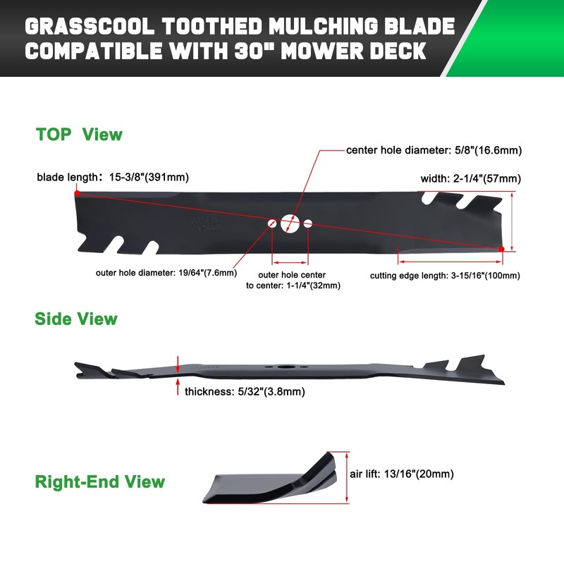 Grasscool Timemaster 30 inch Mulching Blades for 30" Deck Toro