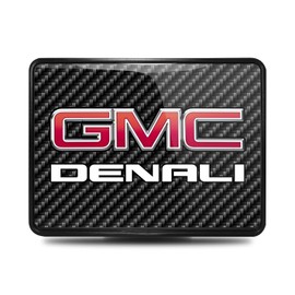 iPick Image, Compatible with - GMC Denali UV Graphic Carbon Fiber Look Metal Face-Plate on ABS Plastic 2 Tow Hitch Cover