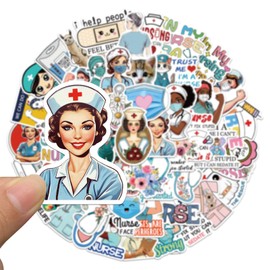 ZyvSyldrin 50PCS Nurse Stickers, Waterproof Vinyl Nursing Stickers Decals for Laptop, Water Bottle, Scrapbook, Unique Nursing Accessories Gift for Healthcare Workers Kids Adults