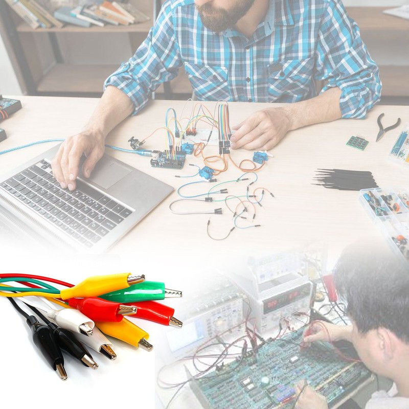 Aofan 10PCS Alligator Clips Test Leads Set - 18 AWG