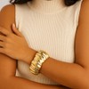 Zaquki Chunky Gold Bangle Bracelets for Women 14K Gold Plated