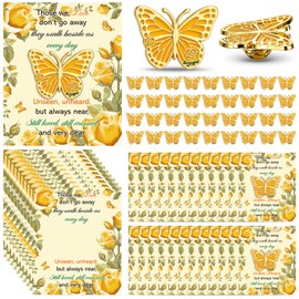 36 Sets Memorial Funeral Favors Yellow Rose Butterfly Enamel Lapel Pins