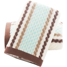 Pidada Hand Towels Set of 2 Striped Pattern 100% Cotton Super Soft Highly Absorbent Hand Towel for Bathroom 13.4 x 29.5 Inch (Brown)
