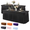 2 Pack Black Spandex Fitted Tablecloth 6 Foot - Stretch