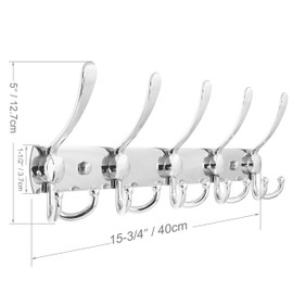 WEBI Coat Rack Wall Mount,Coat Hooks Wall Mount,Coat Hanger Wall,Hook Rack,Wall Coat Rack,5 Triple Hooks for Hanging Coats,Jacket,Clothes,Chrome,2 Packs