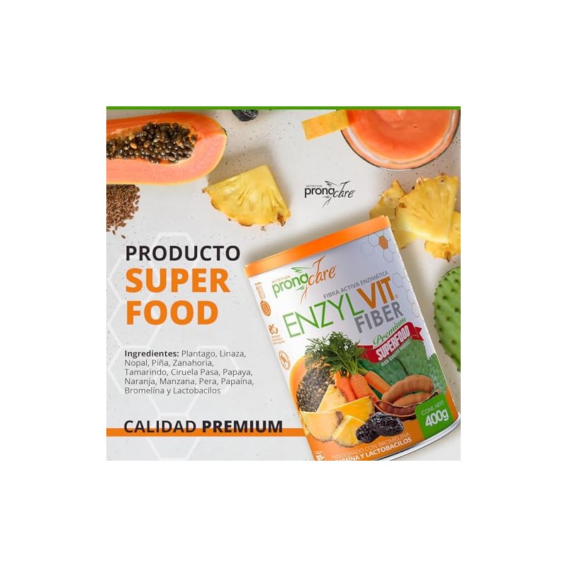Fibra Digestiva en Polvo 100% Vegetal Adicionada con Papaína y