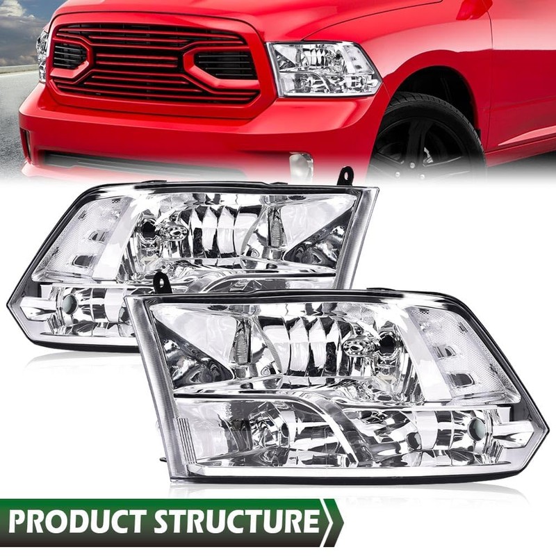 GRAND ORANGE Headlights Assembly Compatible with 2009-2012 Dodge Ram 1500