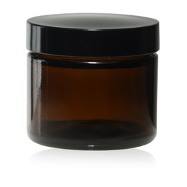 2 Oz (60 ml) Amber Glass Jars w/Black Smooth Foam Lined Caps (24)