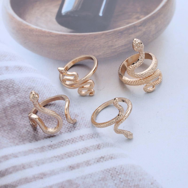 Sttiafay Punk Snake Rings Set Gold Snake Finger Ring Stacking