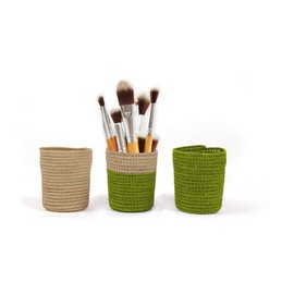 Clairefontaine 115538C - A set of 3 Decorative Pots in Natural Raffia diameter 7 cm x 9.5 cm high - Raffia Collection - Pistachio Green Assortment