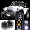 VISVIC 7 Inch LED Headlights Round White Angel Eyes DRL