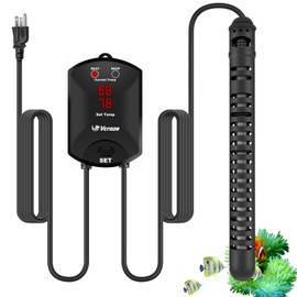 VCRAZE Aquarium Heater 200W Fish Tank Heater with External Thermostat (Dual Digital Display), Turtle Heater for Tanks 20-40 Gallons, Dry-Run/Overheating Protection and Memory Function