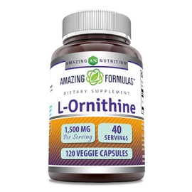 Amazing Formulas L-Ornithine 1500 mg por porcin de cpsulas vegetarianas (no GMO)  Apoya el metabolismo de protenas, ayuda a reducir los residuos...   