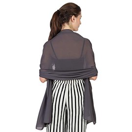 World of Scarfs Chiffon Scarves Shawls Wraps for Wedding Party Special Occasions Big Size 90 x 190 Cms (Lead Grey)