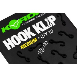 Korda Hook Klip Medium | Quick-Change Metal Clips for Carp Fishing Rigs | Black Nickel Plated, Pack of 10