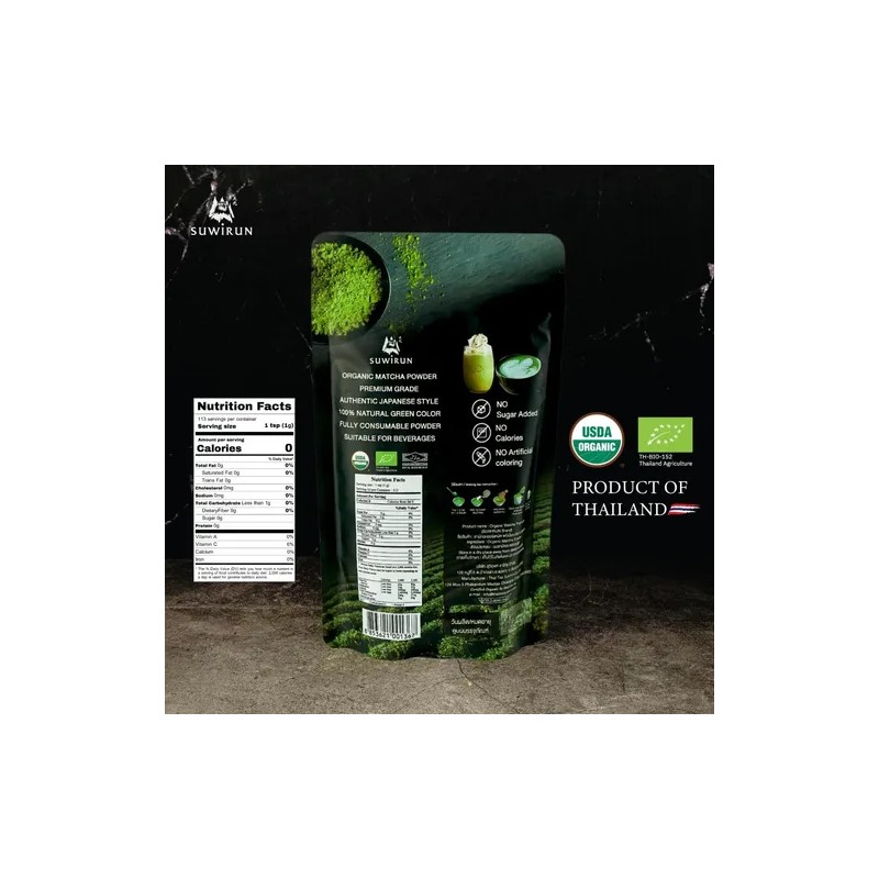 Suwirun Polvo De Matcha Orgánico Suwirun 113 G Sin Azúcar