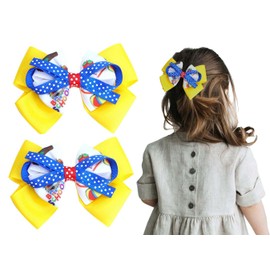 School Hair Bow Clips for Girls Back to School Hair Clip Hair Pin 2 Pack TSFJ54 (Yellow)