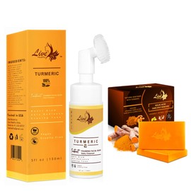 Live Healthy Live Healthy Turmeric Wash Wash 2 Piece Set Skincare, Turmeric Facial Cleanser & Turmeric Soap Bar, Face & Body Cleanser, Turmeric Face Wash, Natural & Deep Cleansing (bundle)